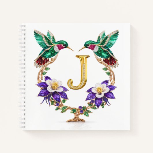 Elegant Monogram J Wedding Gift Hummingbird Notizblock (Vorderseite)