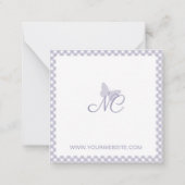 Elegant Monogram Lavender Gingham Personalisiert Mitteilungskarte (Rückseite)