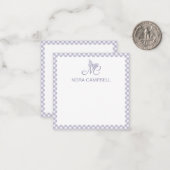 Elegant Monogram Lavender Gingham Personalisiert Mitteilungskarte (Vorderseite/Rückseite Beispiel)