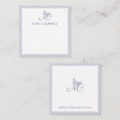 Elegant Monogram Lavender Gingham Personalisiert Mitteilungskarte (Vorne/Hinten)