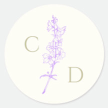 Elegant Monogram Lavender Larkspur Floral