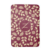 Elegant Monogram Leaf Daisy Pattern Burgundy Badematte (Vorderseite Vertikal)