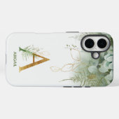 Elegant Monogram Letter A Greenery Case-Mate iPhone Hülle (Rückseite (Horizontal))