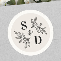 Elegant monogram light tan neutral ivory wedding