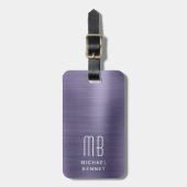 Elegant Monogram Lila Gepäckanhänger (Vorderseite vertikal)