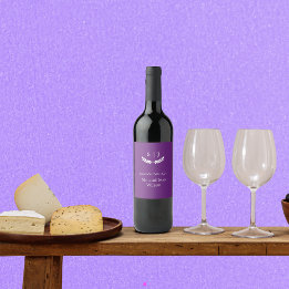 Elegant Monogram Lila Jewel Tone Weinetikett