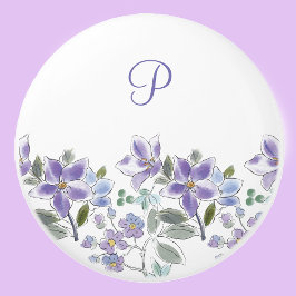 Elegant Monogram Lilac Floral Keramikknauf