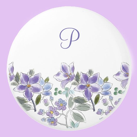 Elegant Monogram Lilac Floral Keramikknauf