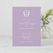 Elegant Monogram Lilac Wedding Einladungen (Stehend Vorderseite)