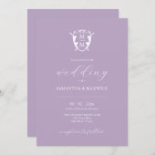 Elegant Monogram Lilac Wedding Einladungen (Vorne/Hinten)