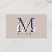 Elegant monogram logo beige blue professional visitenkarte (Vorderseite)