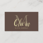 Elegant monogram logo brown professional visitenkarte (Vorderseite)