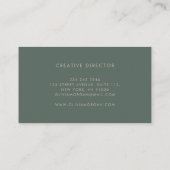 Elegant monogram logo green professional visitenkarte (Rückseite)