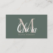 Elegant monogram logo green professional visitenkarte (Vorderseite)