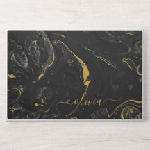 Elegant monogram marble stone Laptop skin