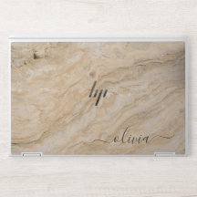 Elegant monogram marble stone Laptop skin