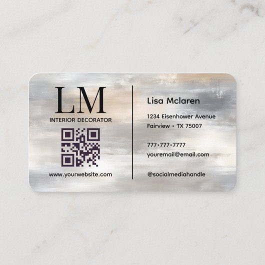 Elegant Monogram Metallic QR Code  Visitenkarte (Rückseite)