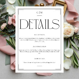 Elegant Monogram Modern Minimalist Details Card Begleitkarte