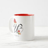 Elegant Monogram Modern Script Initial U Christmas Zweifarbige Tasse (Vorderseite Links)