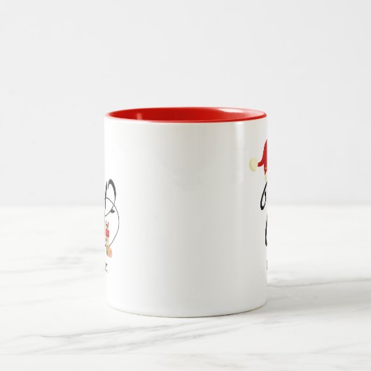 Elegant Monogram Modern Script Initial U Christmas Zweifarbige Tasse (Mittel)
