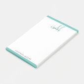 Elegant Monogram Modern Simple Girly Aquamarin Pos Post-it Klebezettel (angewinkelt)