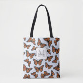 Elegant Monogram Monarch Butterflies Floral Tasche (Vorderseite)