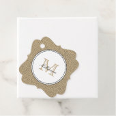 Elegant Monogram Name Country Chic Style Burlap Geschenkanhänger (Beispiel)