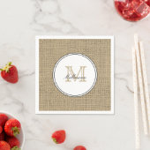 Elegant Monogram Name Country Chic Style Burlap Serviette (Beispiel)