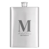 Elegant Monogram & Name Groomsmen Gift Flask Flachmann (Vorderseite)