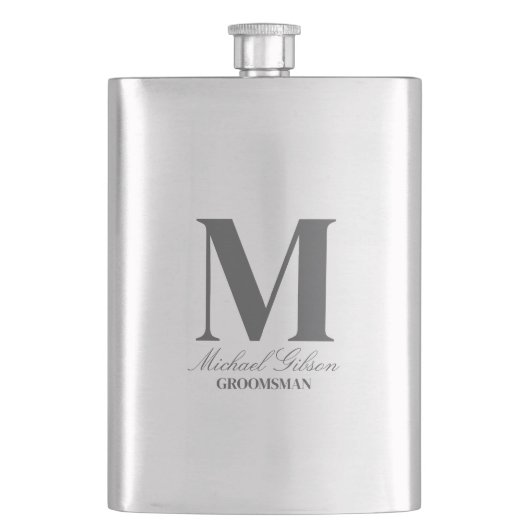 Elegant Monogram & Name Groomsmen Gift Flask Flachmann (Vorderseite)