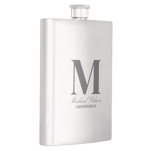 Elegant Monogram & Name Groomsmen Gift Flask Flachmann (Rechts)