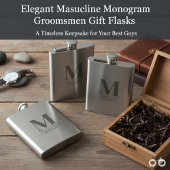 Elegant Monogram & Name Groomsmen Gift Flask Flachmann