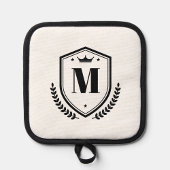 Elegant Monogram Name Initial Letter Laurel Wreath Topflappen