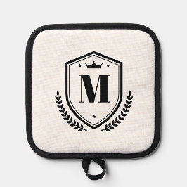 Elegant Monogram Name Initial Letter Laurel Wreath Topflappen