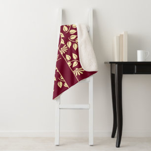 Elegant Monogram Name Leaf Daisy Pattern Burgundy Sherpadecke
