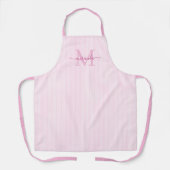 Elegant Monogram Name Pink Stripe Schürze (Vorderseite)
