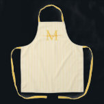 Elegant Monogram Name Yellow Stripe Schürze<br><div class="desc">Add a touch of elegance to everyday cooking and baking with this feminine personalized apron. Featuring a soft yellow and white striped background, this stylish apron is beautifully finished with your initial and name in a fancy script font, creating a timeless and sophisticated look. Perfect for home cooks, bakers, entertainers,...</div>