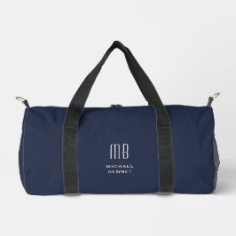 Elegant Monogram Navy Blue Duffle Bag