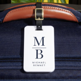 Elegant Monogram Navy Blue Gepäckanhänger