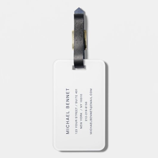 Elegant Monogram Navy Blue Gepäckanhänger (Rückseite vertikal)