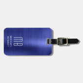 Elegant Monogram Navy Blue Gepäckanhänger (Vorderseite horizontal)