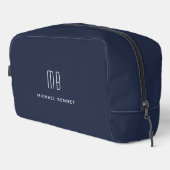Elegant Monogram Navy Blue Waschbeutel (Rechte Ecke)
