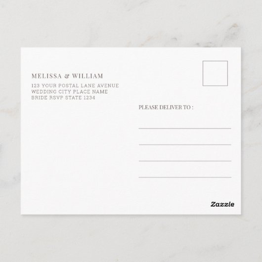 Elegant Monogram Navy Wedding Einladung Postkarte (Rückseite)