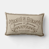 Elegant Monogram Newly Weds Lumbar Pillow Lendenkissen (Rückseite)
