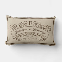 Elegant Monogram Newly Weds Lumbar Pillow