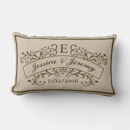 Elegant Monogram Newly Weds Lumbar Pillow Lendenkissen