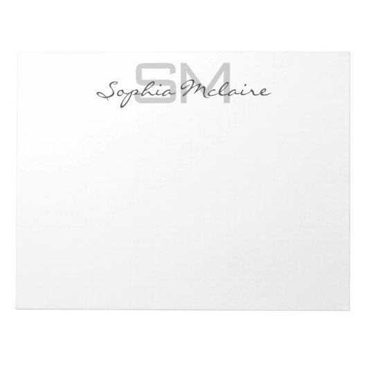 Elegant Monogram Notepad with Personalized Script  Notizblock (Vorderseite)