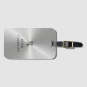 Elegant Monogram Novelty Silver Metallic Gepäckanhänger (Vorderseite (Horizontal))