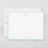 Elegant Monogram Pale Blue Two Border Mitteilungskarte (Vorderseite)