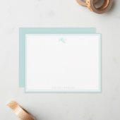 Elegant Monogram Pale Blue Two Border Mitteilungskarte (Vorderseite/Rückseite Beispiel)